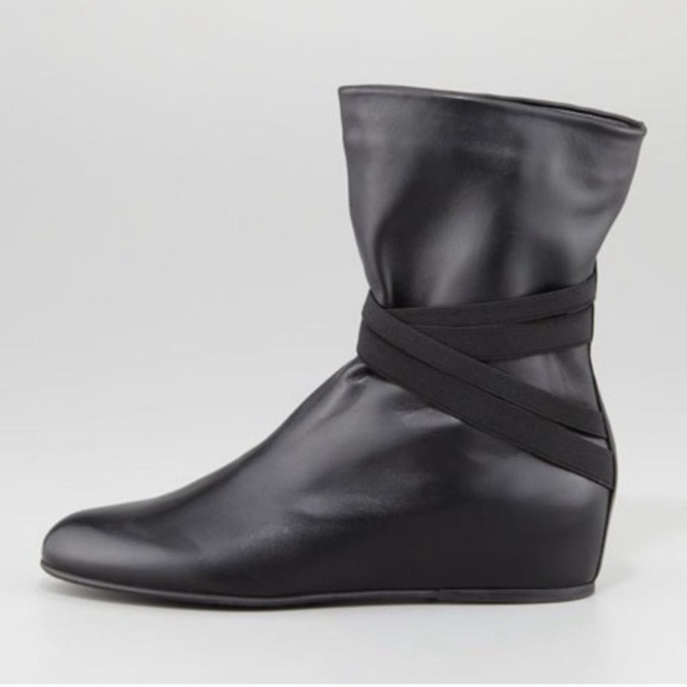 Stuart Weitzman Zen Boots Wedge Elastic Slouch Black Size 9 ( fits like 8.5)